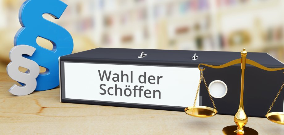 Wahl der Schöffen – Ordner mit Beschriftung, Paragraf und Waa