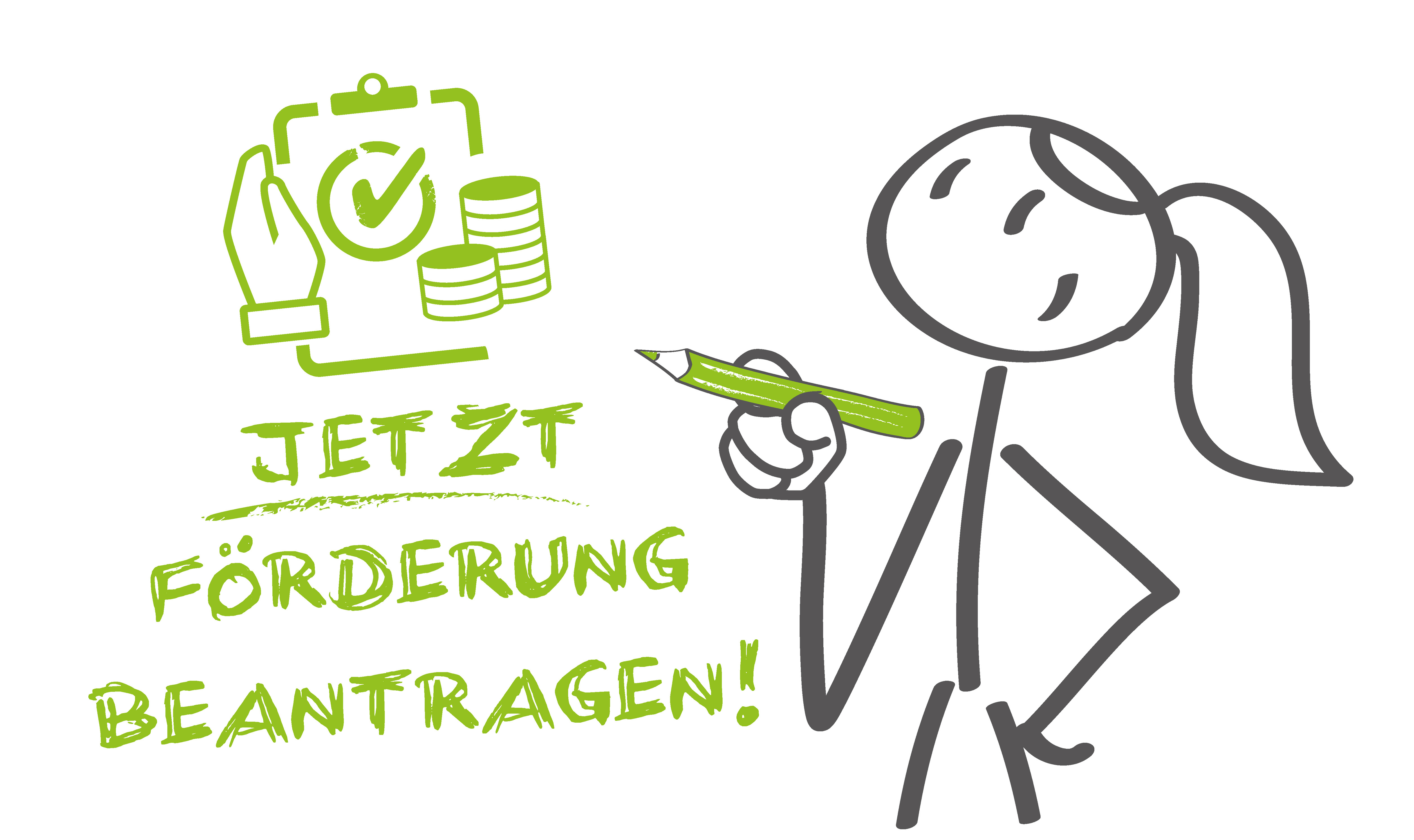 Jetzt Fördermittel beantragen -Vektor Illustration auf weißem Hintergrund