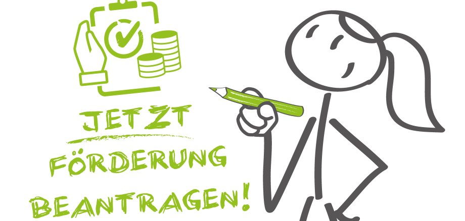 Jetzt Fördermittel beantragen -Vektor Illustration auf weißem Hintergrund