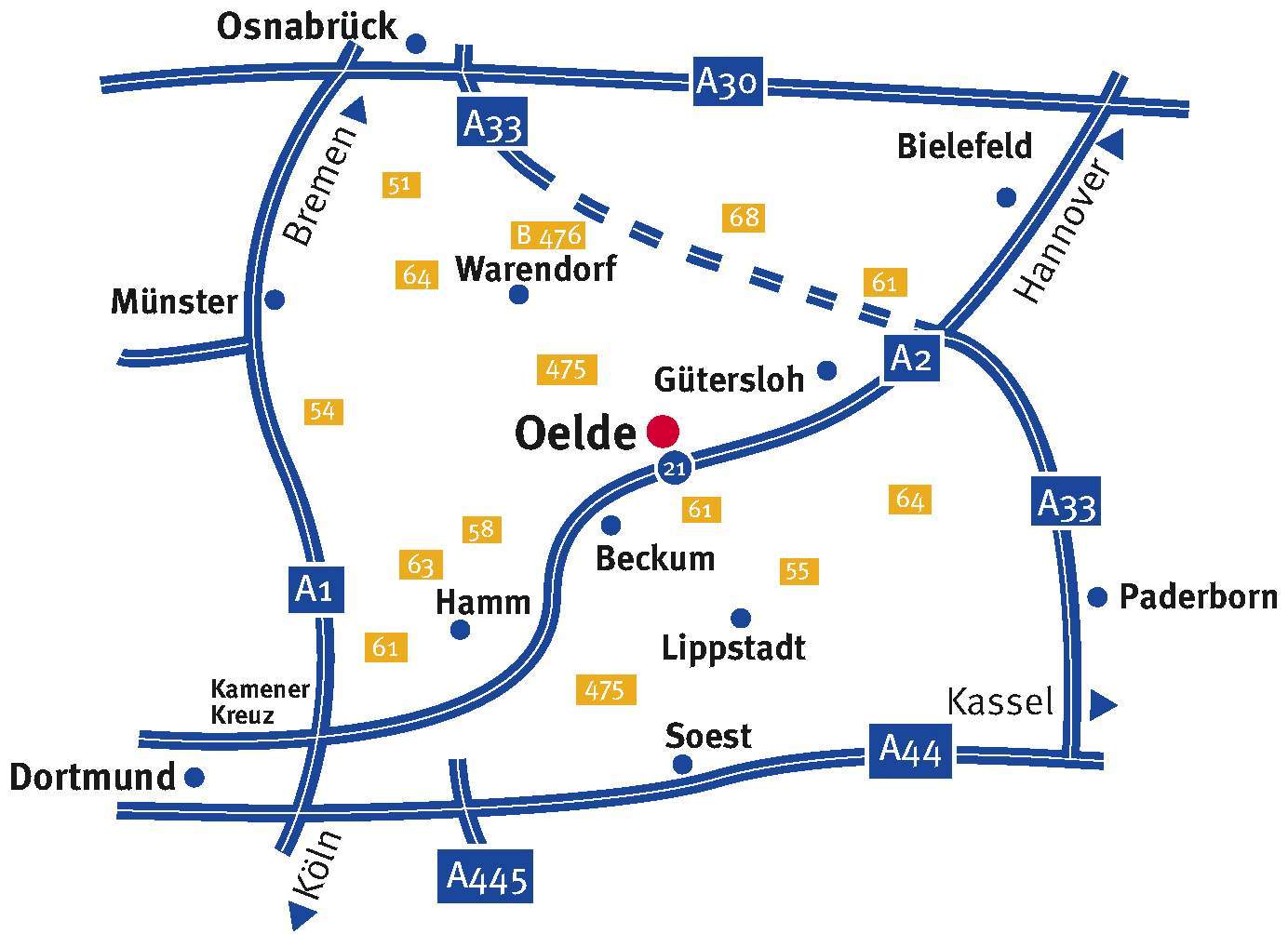 Karte von Oelde und Umgebung