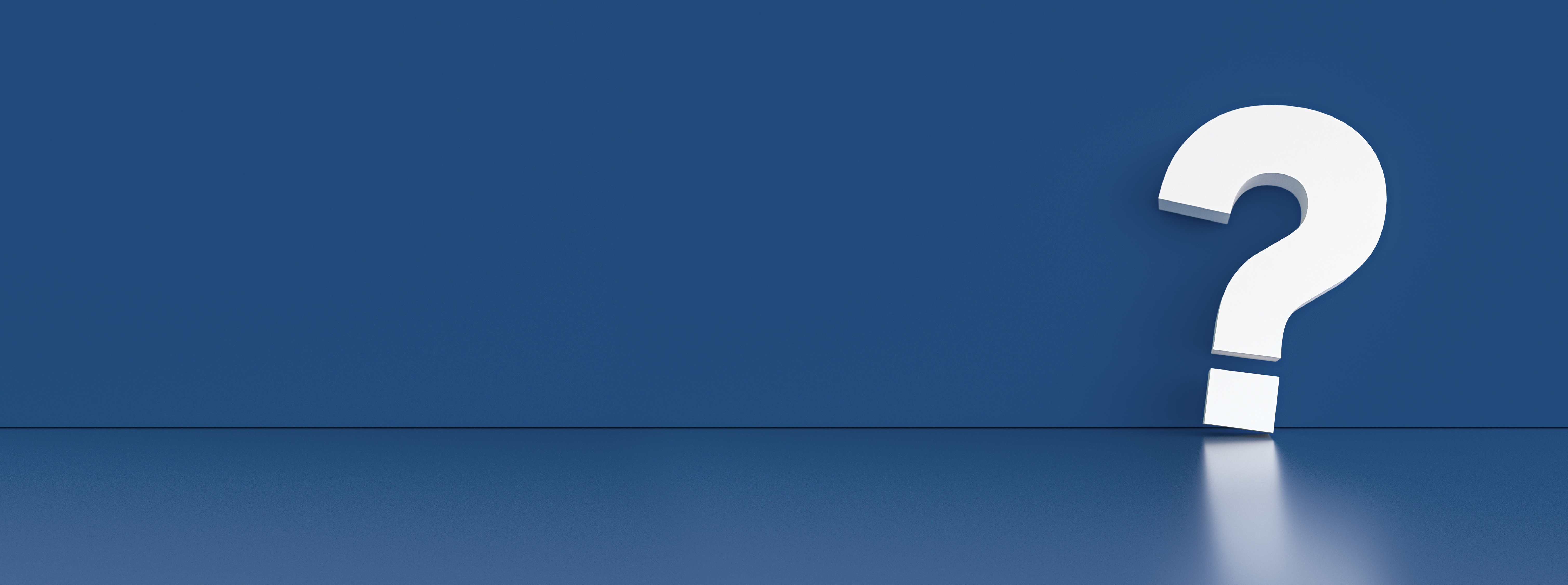 Weißes Fragezeichen auf blauem Grund