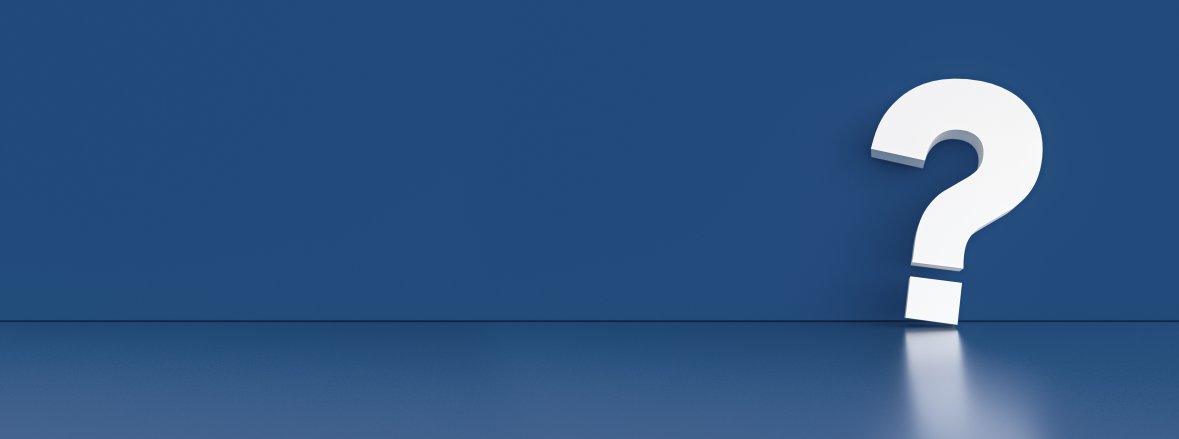 Weißes Fragezeichen auf blauem Grund