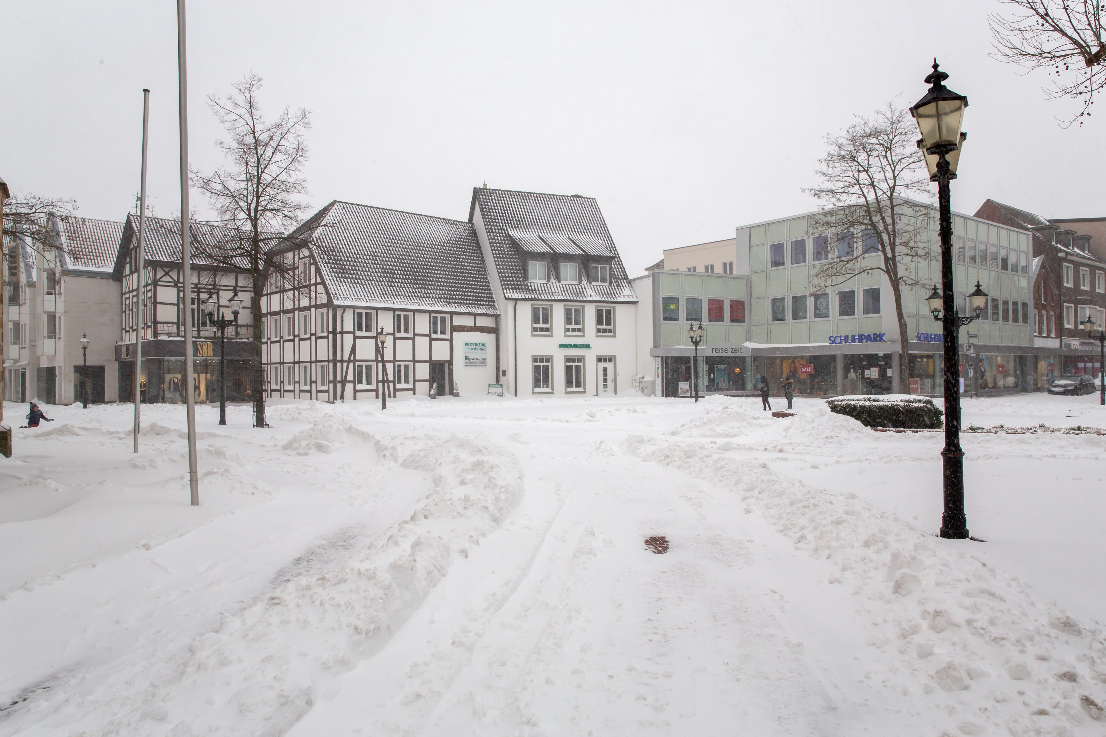Schnee auf dem Oelder Marktplatz