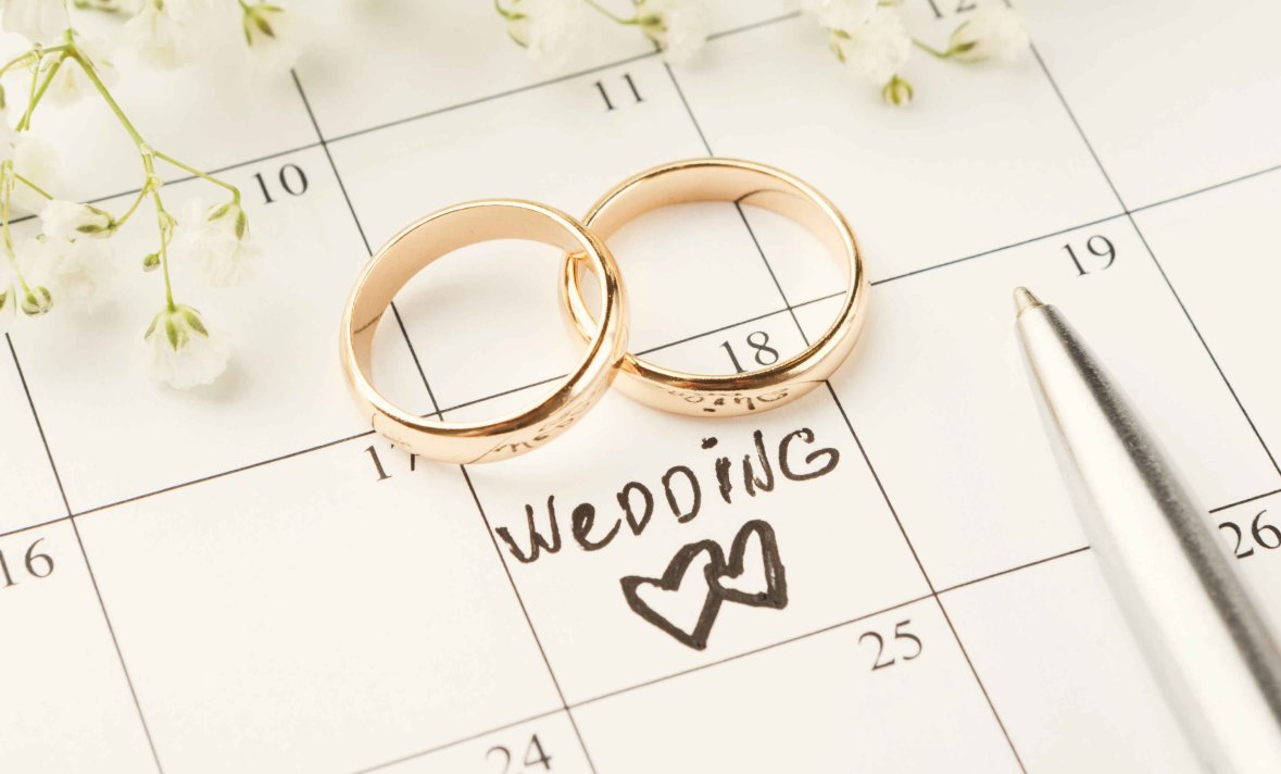 Word wedding on calendar with sweet flowers Word wedding on calendar with sweet flowers