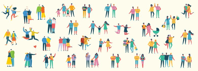 Illustration von Freunden und Familien