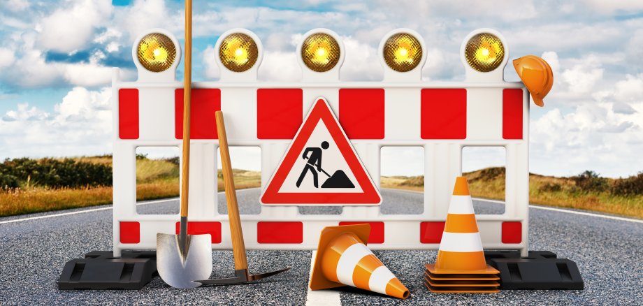 Baustelle, Absperrung für Bauarbeiten Baustelle, Absperrung für Bauarbeiten