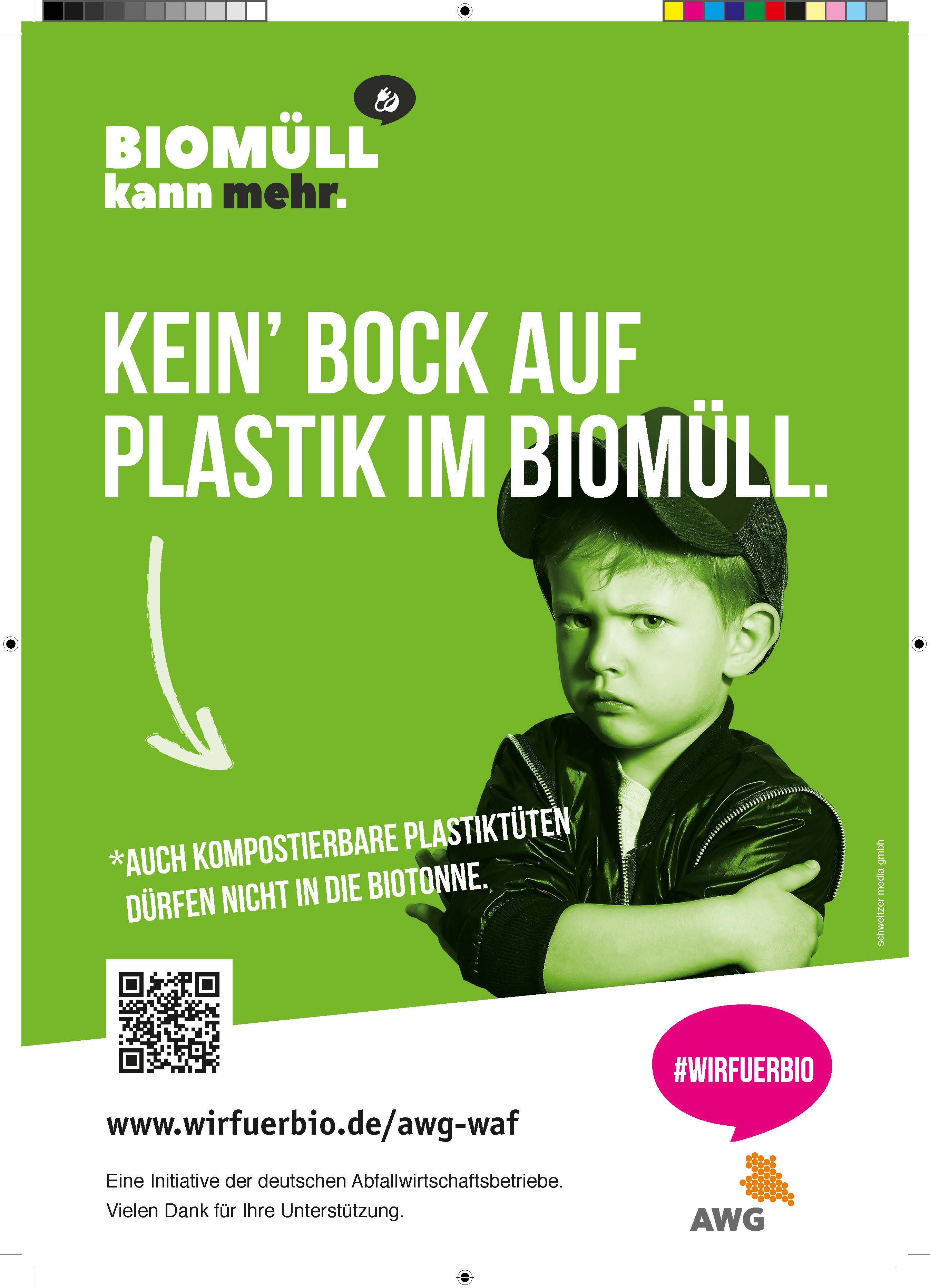 Plakat Kein Bock auf Plastik im Biomüll 