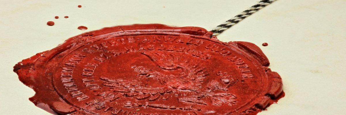 notarielles Wachssiegel auf altem Dokument