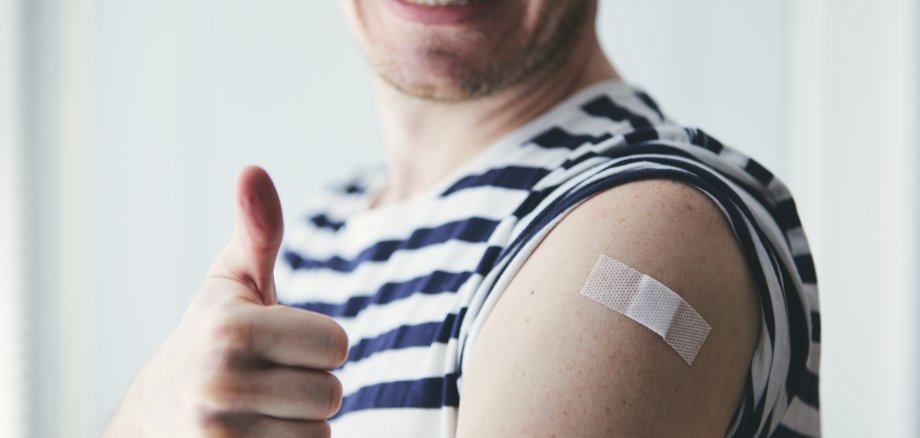 Happy man after vaccination Happy man after vaccination